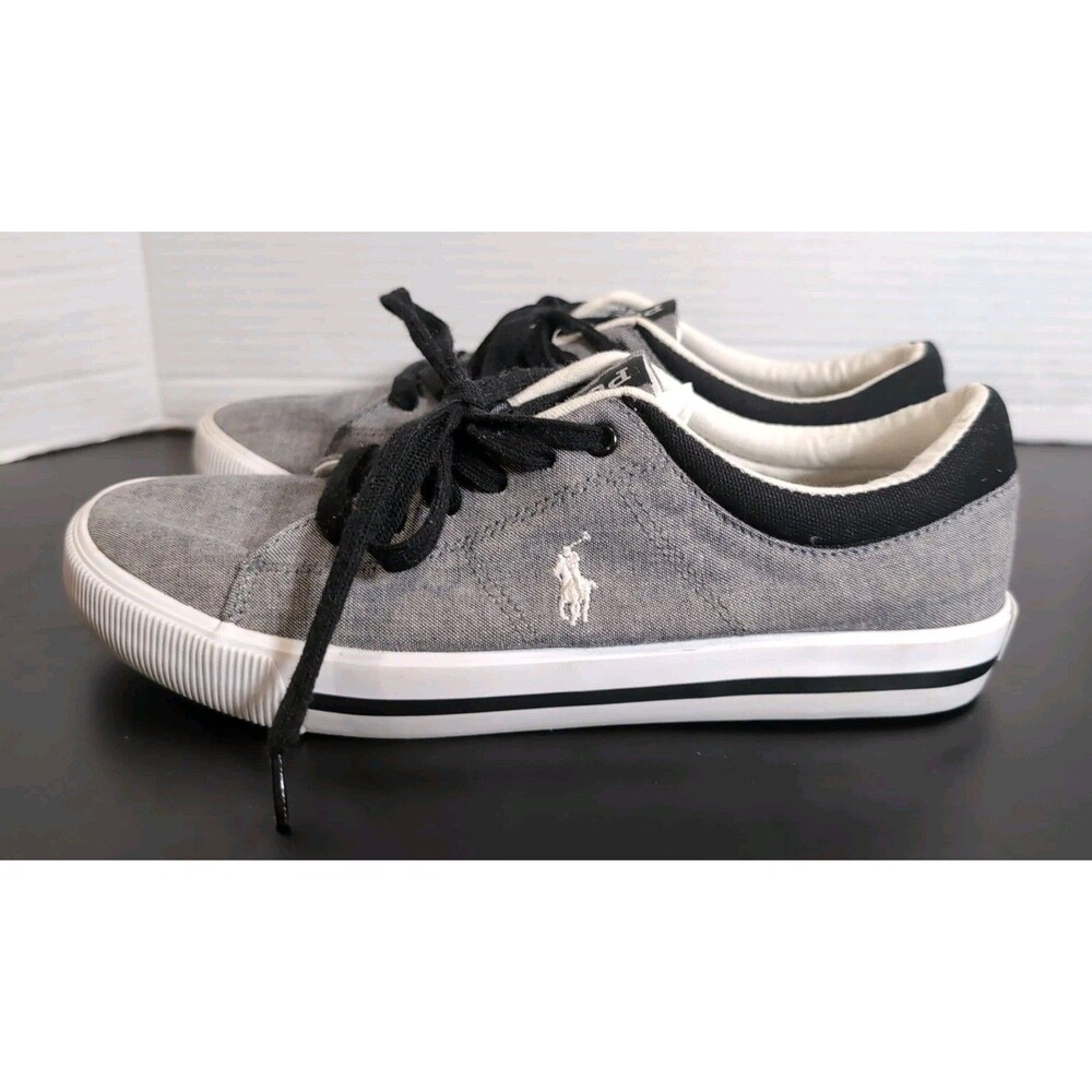 Polo Ralph Lauren men's shoes canvas gray low top sneakers size 6.5 EUC